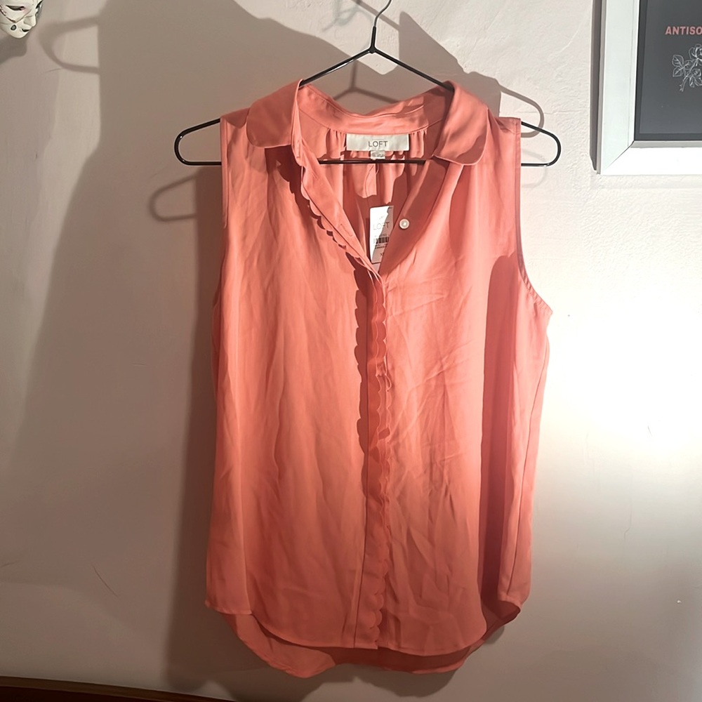 LOFT Peach Blush Pink Button Blouse